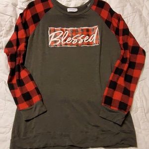 "BLESSED" Buffalo Plaid shirt